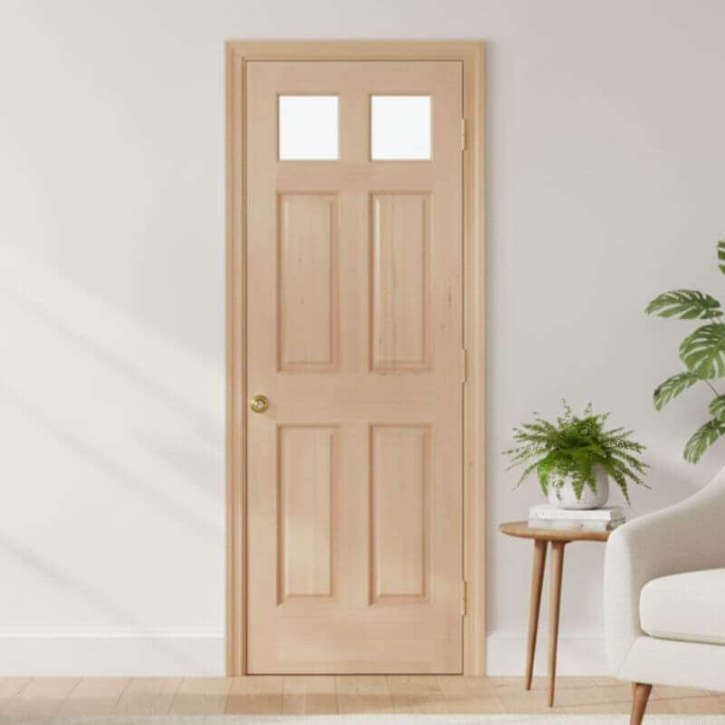 【片開きセット】ヘムロック木製室内ドア 巾762mm  ジェルドウェン 266 シングル・透明ガラス 枠巾・塗装選択可（ノックダウン式）