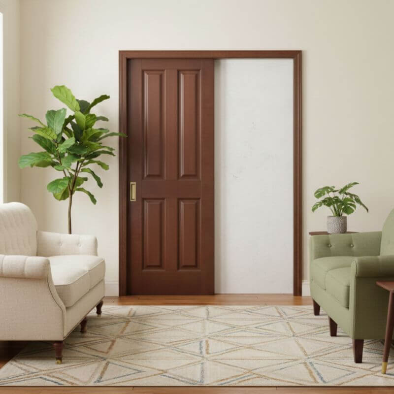 【片引きドア】木製室内ドア 巾712mm ヘムロック ジェルドウェン 44 枠セット 枠巾・塗装選択可(ノックダウン式)