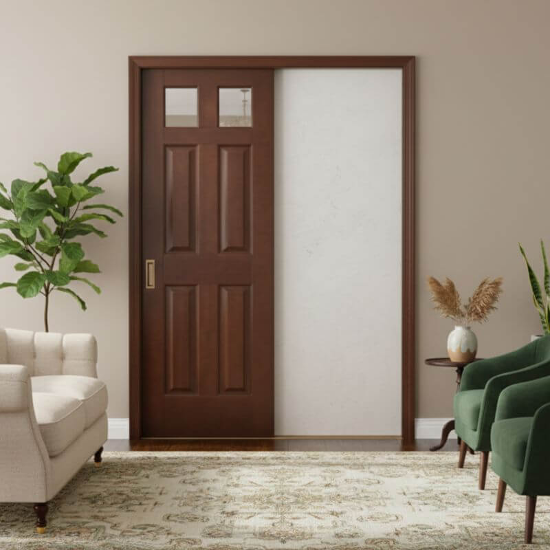 【片引きドア】木製室内ドア 巾661mm  ヘムロック ジェルドウェン 266 シングル・透明ガラス 枠セット 枠巾・塗装選択可（ノックダウン式）