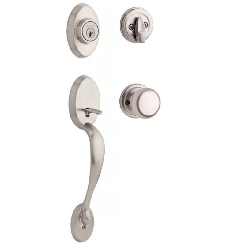 【クィックセット】 外部ドアハンドルセット 室外側チェルシー 室内側ハンコック サテンニッケル(US15)