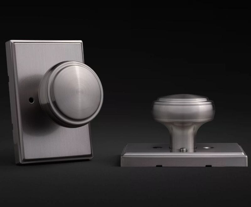 【お取り寄せ品】クイックセット 室内ドアノブセット ソラ・レクタングル プッシュボタン付 730SOK サテンニッケル(US15)