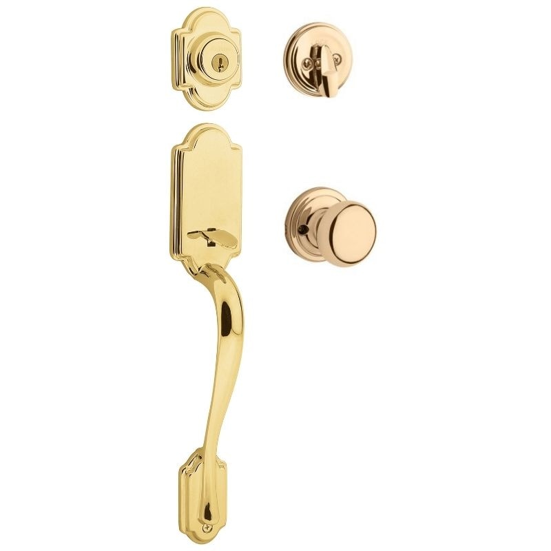 【クィックセット】 外部ドアハンドルセット 室外側アーリントン 室内側ハンコック ポリッシュブラス(LO3/US3)