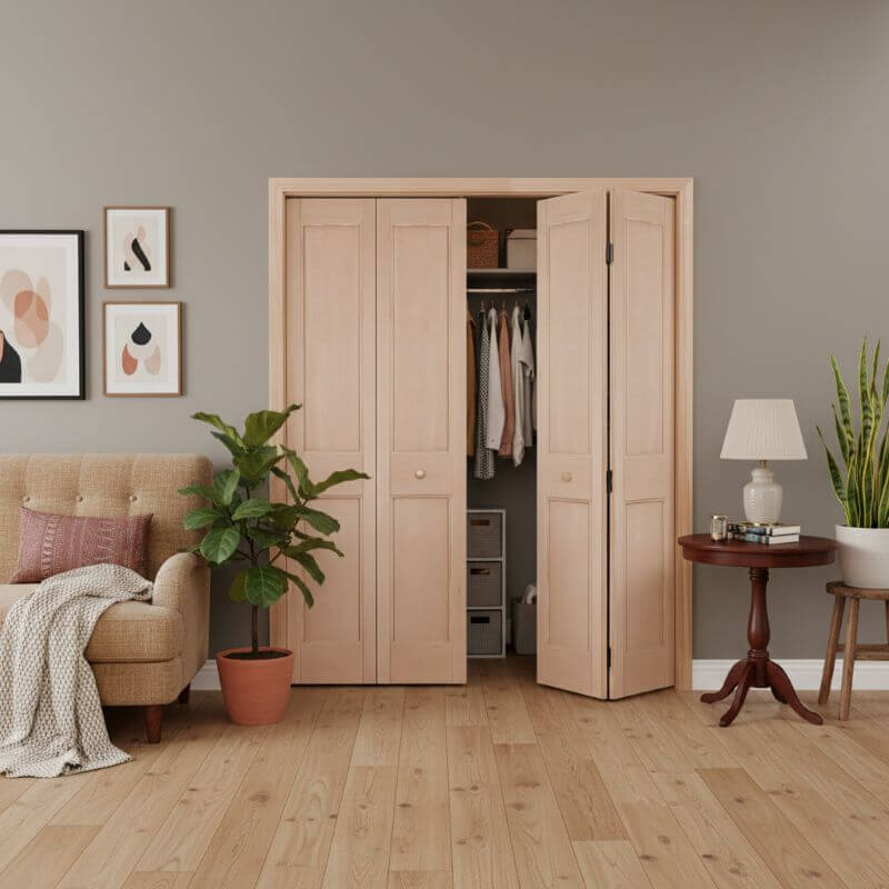 【ジェルドウェン】 ヘム木製折戸 巾1509mm ノックダウン加工・塗装オプション付き 1444-50 レール・金物・木製取手付