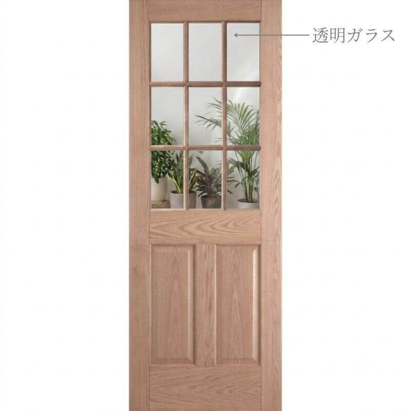【ドア単体】レッドオーク木製室内ドア 巾712mm  VIDA（旧ジェルドウェン） 944R シングル・透明ガラス  無塗装