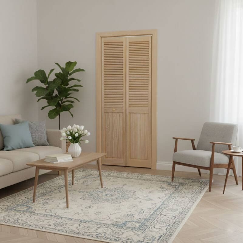 【木製ルーバー折戸】クリアパイン 巾604mm ノックダウン加工・塗装オプション付き レール・金物・木製取手付 1424P-2068 