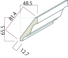 【木製モールディング】 廻縁 P049  パインFJ材（下地塗装済） 厚さ12.7mm x 幅81.4mm x 長さ3660mm