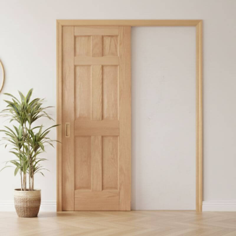 【片引きドア】木製室内ドア 巾610mm レッドオーク ジェルドウェン 66R 枠セット 枠巾・塗装選択可（ノックダウン式）
