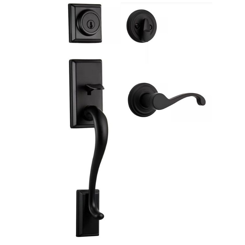 【クィックセット】 外部ドアハンドルセット 室外側ホーソロン 室内側コモンウェルス マットブラック(514)