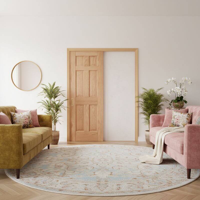 【片引きドア】木製室内ドア 巾813mm レッドオーク ジェルドウェン 66R 枠セット 枠巾・塗装選択可（ノックダウン式）