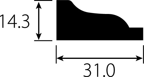 【木製モールディング】 廻縁 H3244  ヘム（ツガ）無塗装  厚さ14.3mm x 幅31mm x 長さ3657mm