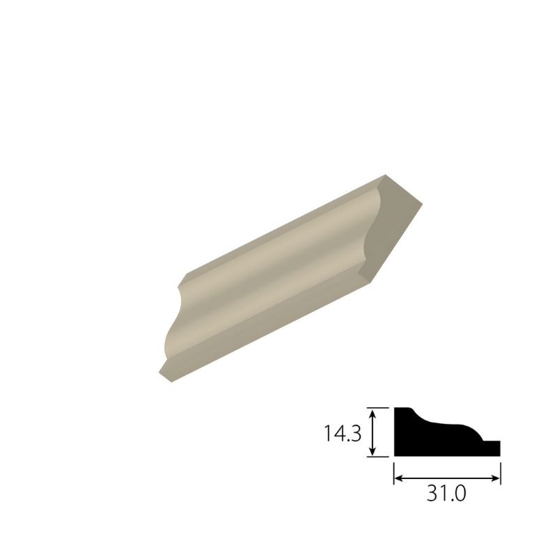 【木製モールディング】 廻縁 H3244  ヘム（米ツガ）無塗装  厚さ14.3mm x 幅31mm x 長さ3657mm