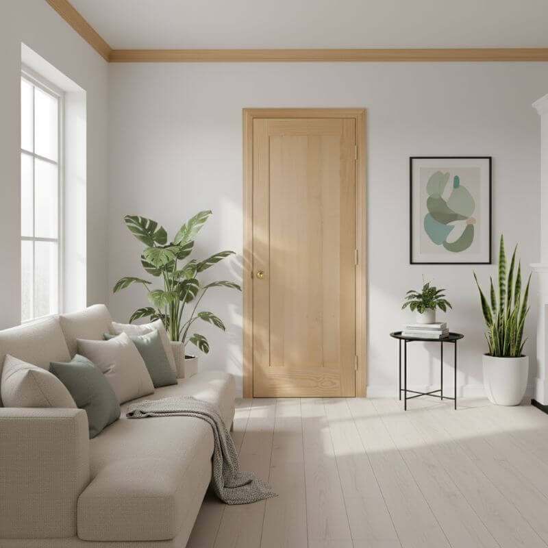 片開き室内ドアセット クリアパイン20P 無塗装 枠・塗装選択OK|巾762mm ノックダウン式