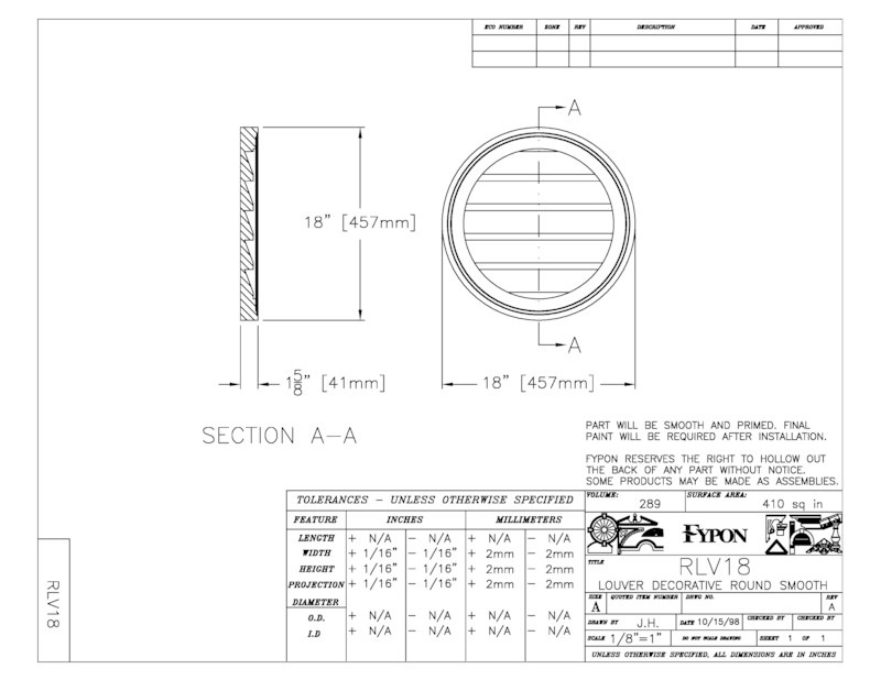 【輸入装飾材】 ファイポン ラウンドルーバー RLV18、24  巾457mm/610mm  厚み41mm