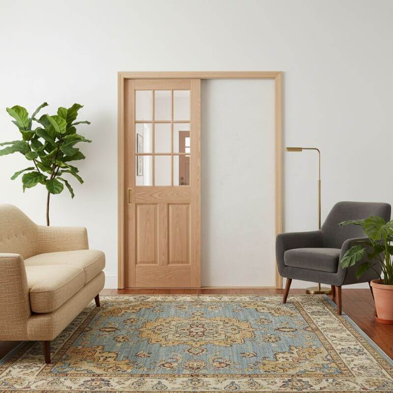 【片引きドア】木製室内ドア 巾712mm レッドオーク ジェルドウェン 944R シングル・透明ガラス 枠セット 枠巾・塗装選択可(ノックダウン式)