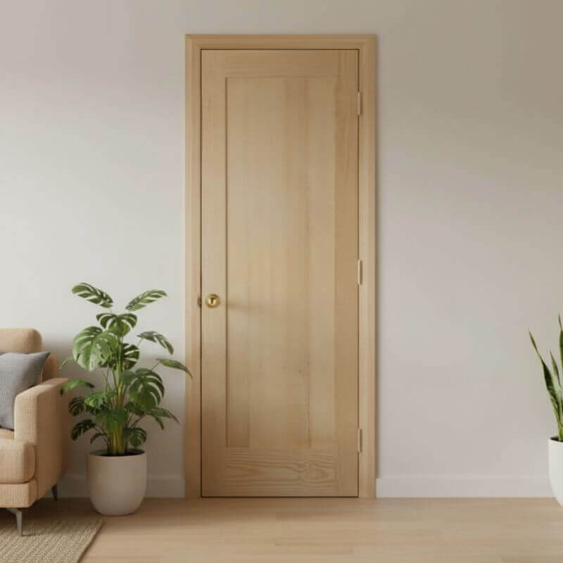 片開き室内ドアセット クリアパイン20P 無塗装 枠・塗装選択OK｜巾813mm ノックダウン式