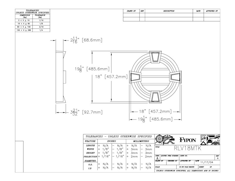 【輸入装飾材】 ファイポン ラウンドルーバー RLV-18MTK、24MTK 巾/高さ486mm～ 厚み93/92mm