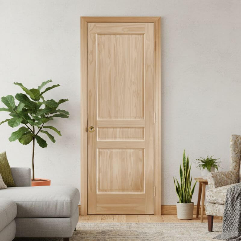 片開き室内ドアセット クリアパイン30 無塗装 枠・塗装選択OK｜巾610mm ノックダウン式