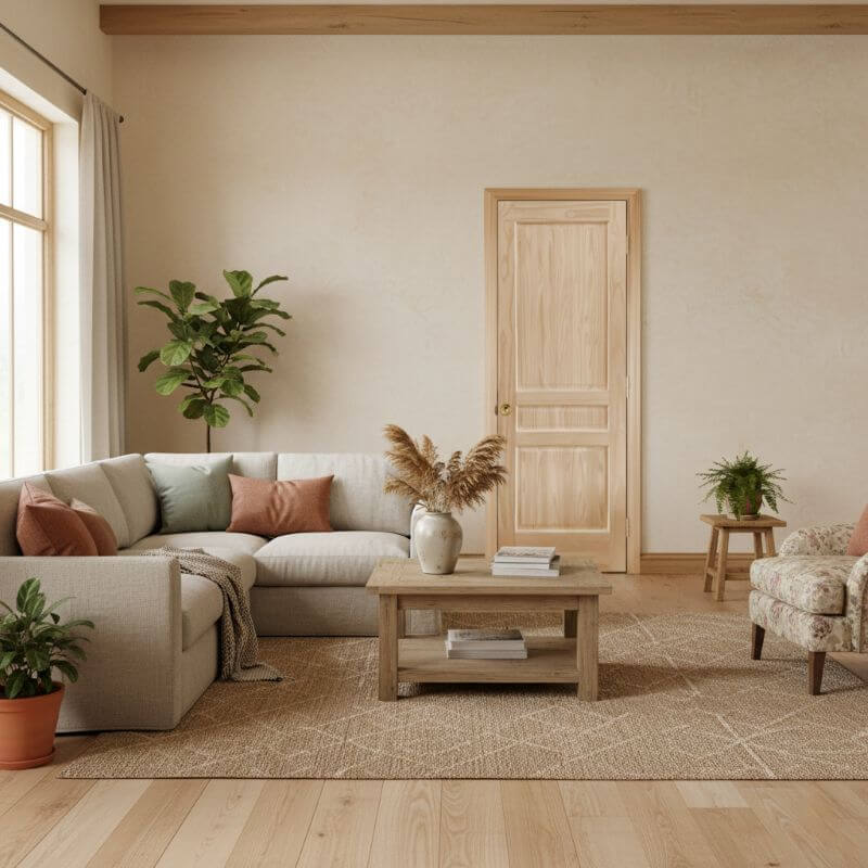 片開き室内ドアセット クリアパイン30 無塗装 枠・塗装選択OK｜巾610mm ノックダウン式