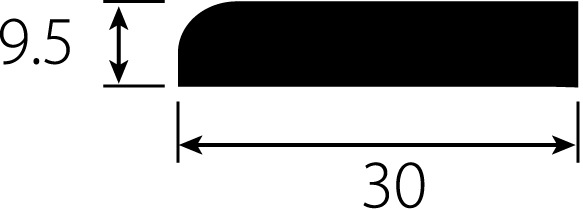 【木製モールディング】 巾木 H3422  ヘム（ツガ）無塗装  厚さ9.5mm x 幅30mm x 長さ2438mm