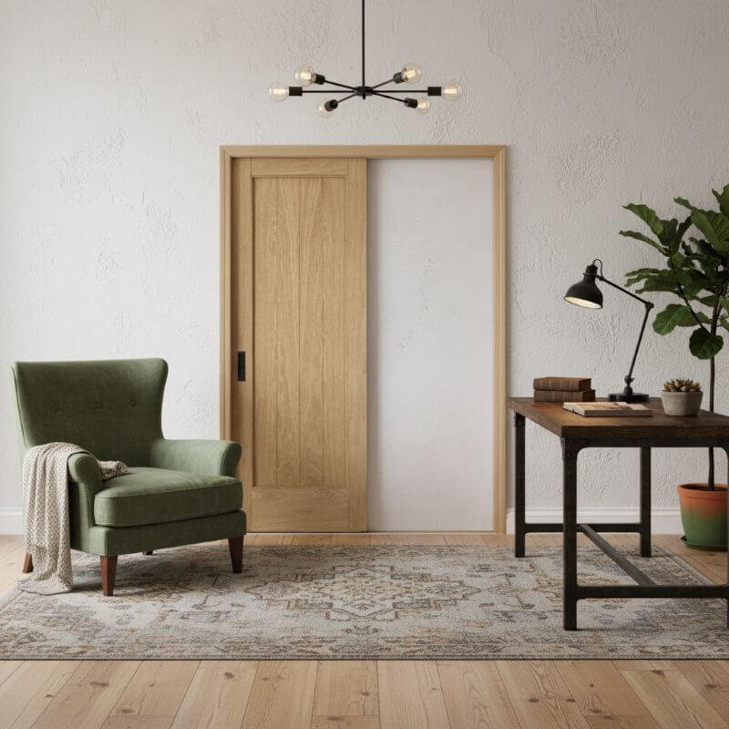 【10%OFF/1月31日迄】【片引きドア】木製室内ドア 巾610mm  ホワイトオーク ジェルドウェン 1033W 枠セット 枠巾・塗装選択可（ノックダウン式）