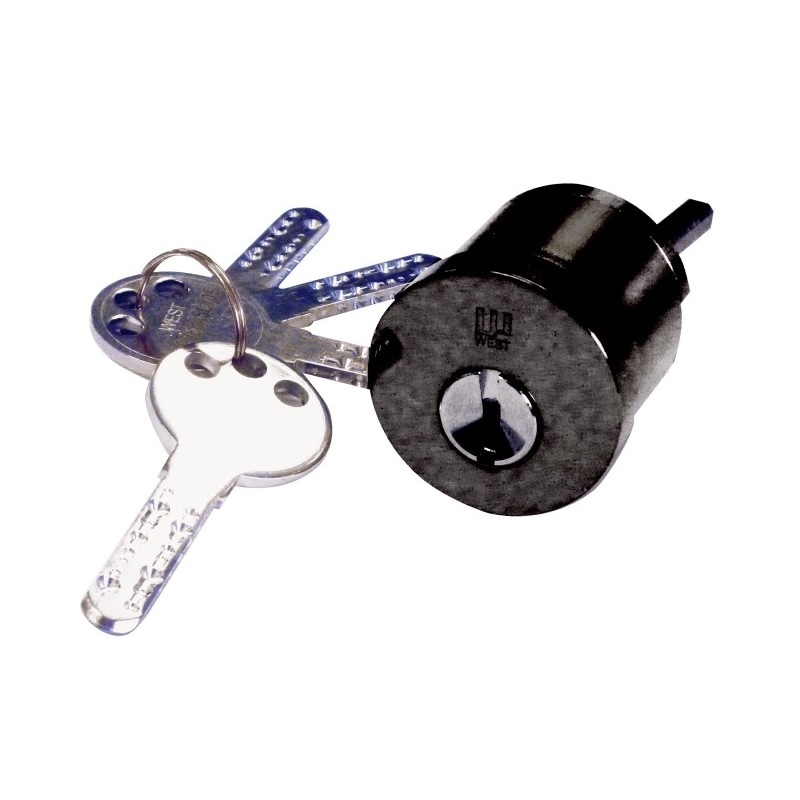 WEST917 高性能防犯取替ディンプルキーシリンダー キー4本付　ブラック色