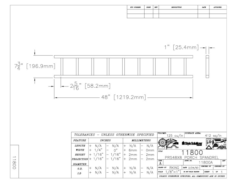 【輸入装飾材】 ファイポン ポーチスパンドル PRS48X8 巾1214mm x 高さ197mm x 厚み25mm デザインリピート135