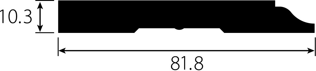 【木製モールディング】 巾木 H623  ヘム（ツガ）無塗装  厚さ10.3mm x 幅81.8mm x 長さ3657mm