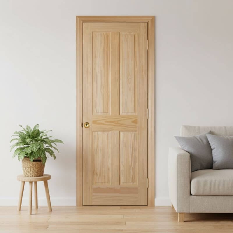 片開き室内ドアセット クリアパイン44P 無塗装 枠・塗装選択OK｜巾762mm ノックダウン式