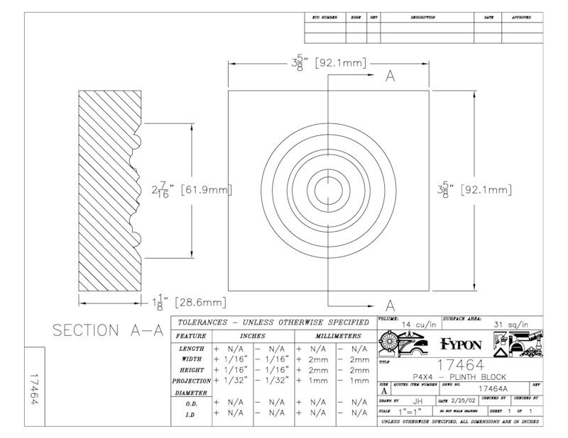 【輸入装飾材】 ファイポン プリンスブロック ロゼット PB3x3/PB4x4 巾92x高さ92x厚み22/29mm