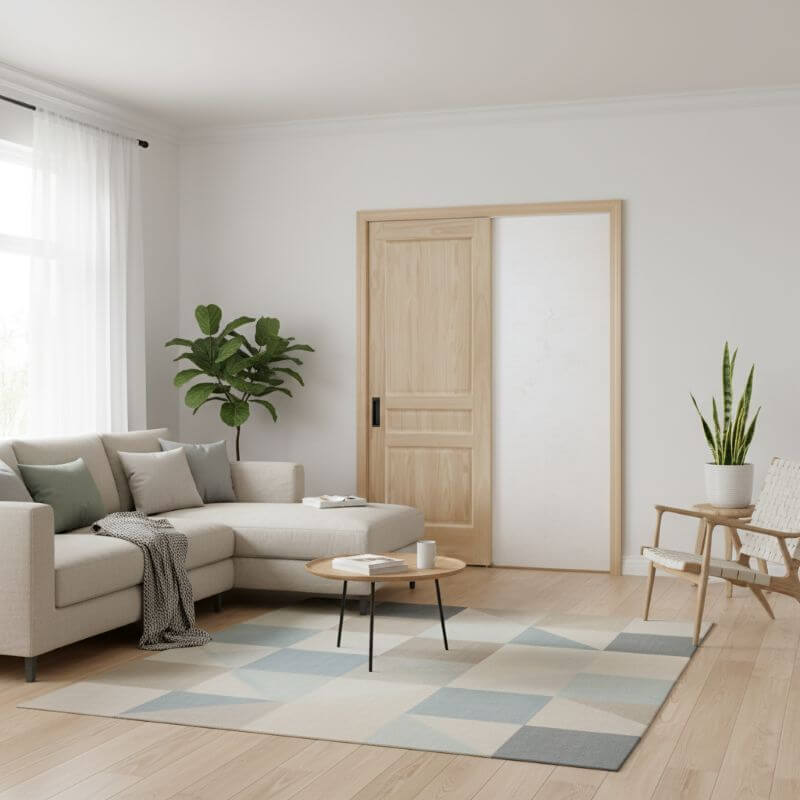 片引き室内ドアセット クリアパイン30 無塗装 引手付き・枠巾＆塗装選択OK｜巾762mm ノックダウン式