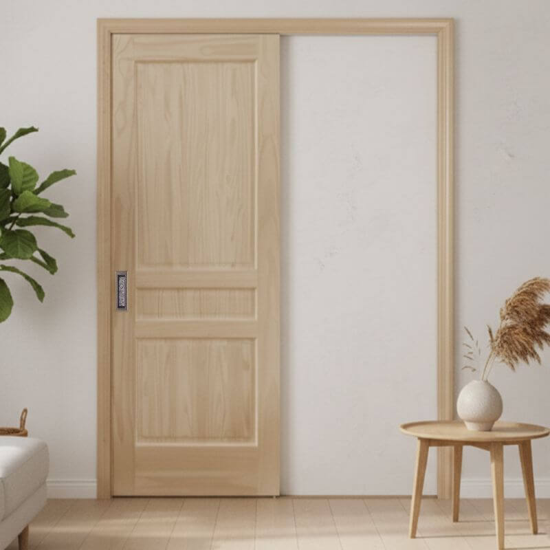 おいどんページ 片引き室内ドアセット クリアパイン30 無塗装 引手付き・枠巾＆塗装
