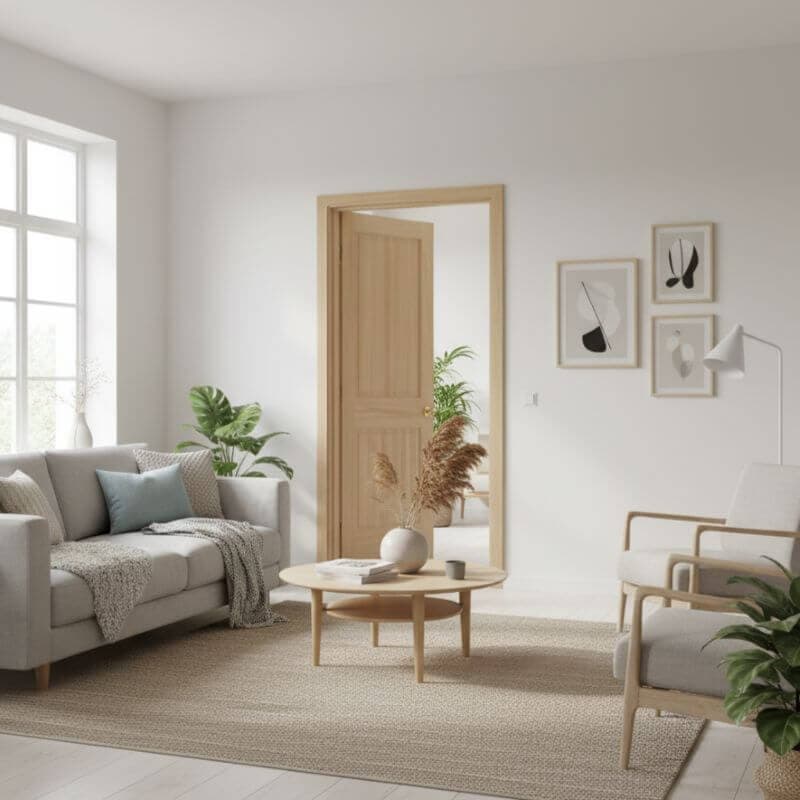 片開き室内ドアセット クリアパイン82 無塗装 枠・塗装選択OK｜巾610mm ノックダウン式