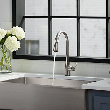 【KOHLER（コーラー）】 JWWA認証水栓 キッチン用混合水栓 シンプライス K-596T-ZZ-VS バイブラントステンレス サイズ：H229 吐水口長さ234  素材：真ちゅう他