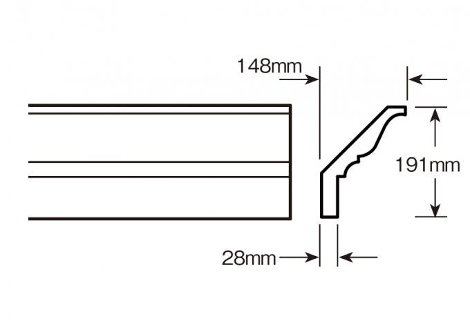 【輸入装飾材】 ファイポン MLD569-12 装飾材 厚み148mm(28mm) x 巾191mm x 長さ3658mm