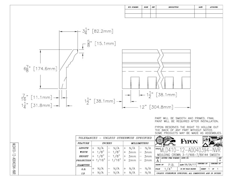 【輸入装飾材】 ファイポン MLD410-12 装飾材 厚み83mm(11mm) x 巾175mm x 長さ3658mm