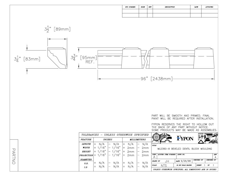【輸入装飾材】 ファイポン MLD360-8 装飾材 厚み89mm x 巾95mm x 長さ2438mm