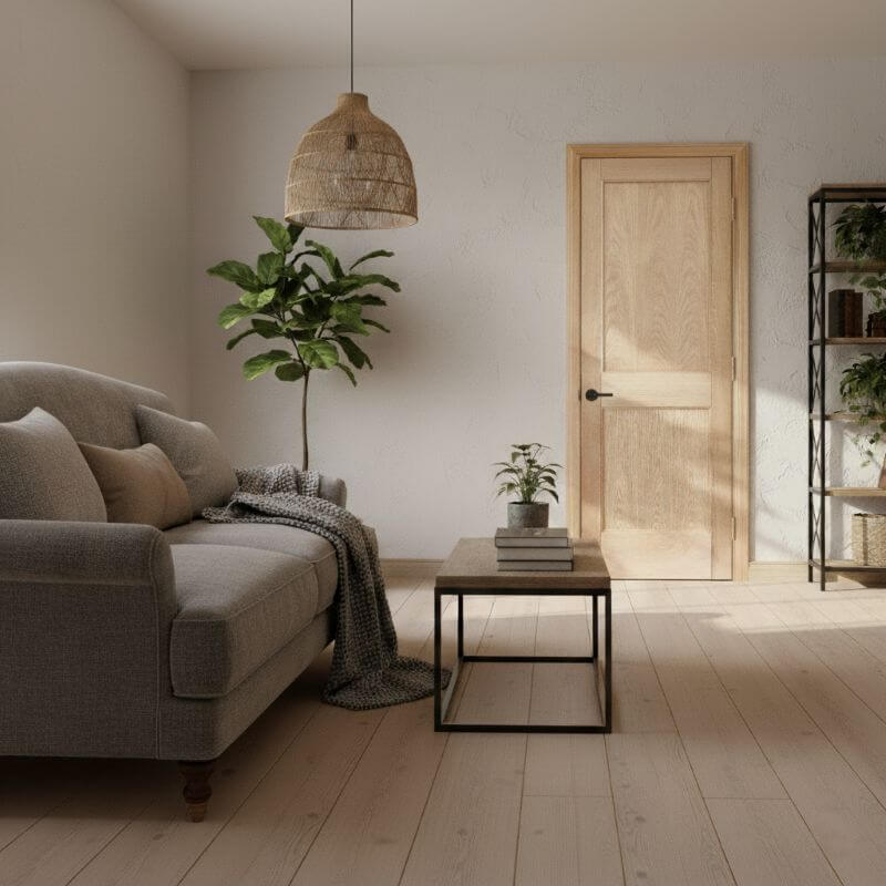 【片開きセット】ホワイトオーク木製室内ドア 巾661mm  ジェルドウェン  1022W 枠巾・塗装選択可（ノックダウン式）