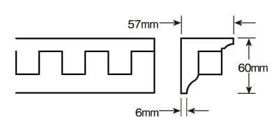 【輸入装飾材】 ファイポン MLD313-8 装飾材 厚み57mm(6mm) x 巾60mm x 長さ2438mm