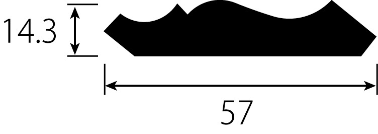 【MDFモールディング】 廻縁 MFP054  MDF 白系下地塗装済  厚さ14.3mm x 幅57mm x 長さ3657mm