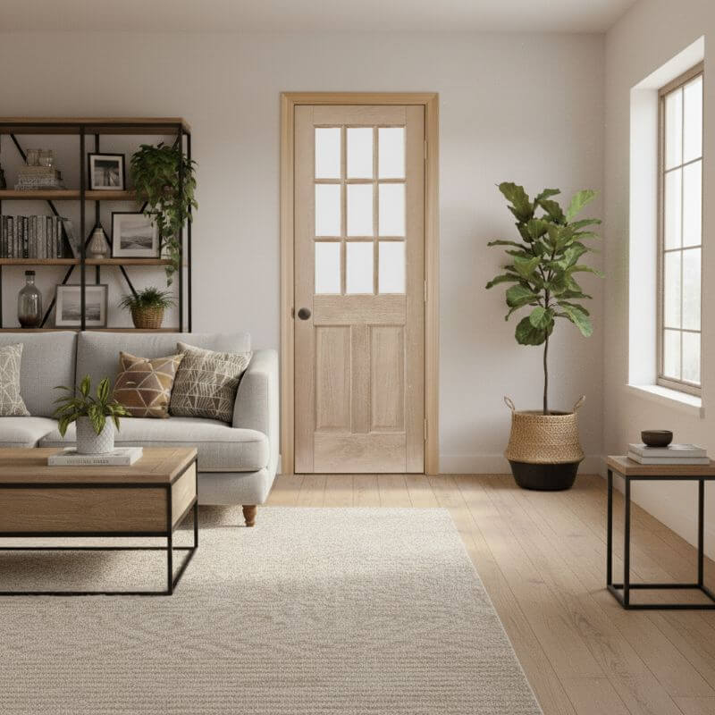 片開きセット】ホワイトオーク木製室内ドア 巾712mm ジェルドウェン