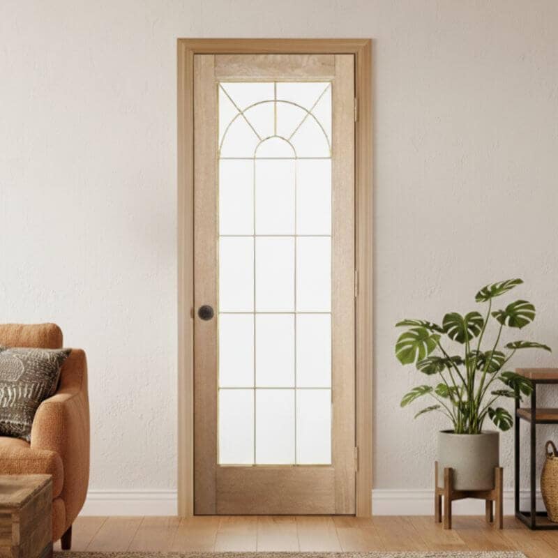 【片開きセット】ホワイトオーク木製室内ドア 巾762mm ジェルドウェン 1590W 枠巾・塗装選択可(ノックダウン式)