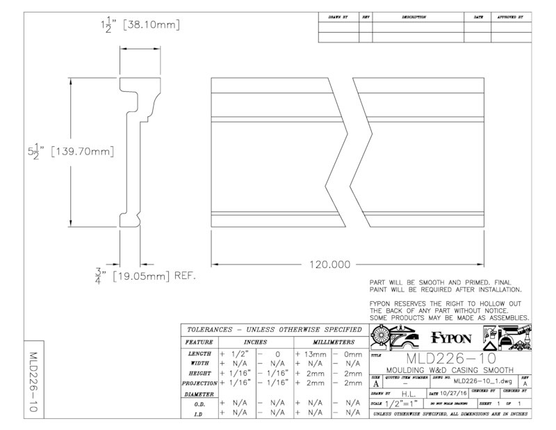 【輸入装飾材】 ファイポン MLD226 装飾材 厚み38mm(19mm) x 巾140mm x 長さ3048/3658mm