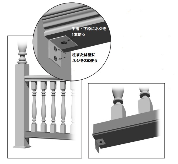 【輸入装飾材】 ファイポン バラスターシステム取付部材 手摺取付キット BRK5