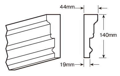 【輸入装飾材】 ファイポン MLD220-12 装飾材 厚み44mm(19mm) x 巾140mm x 長さ3658mm