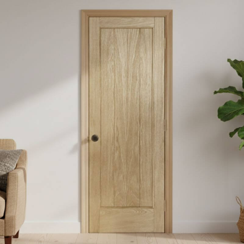 【片開きセット】ホワイトオーク木製室内ドア 巾610mm  ジェルドウェン  1033W 枠巾・塗装選択可（ノックダウン式）