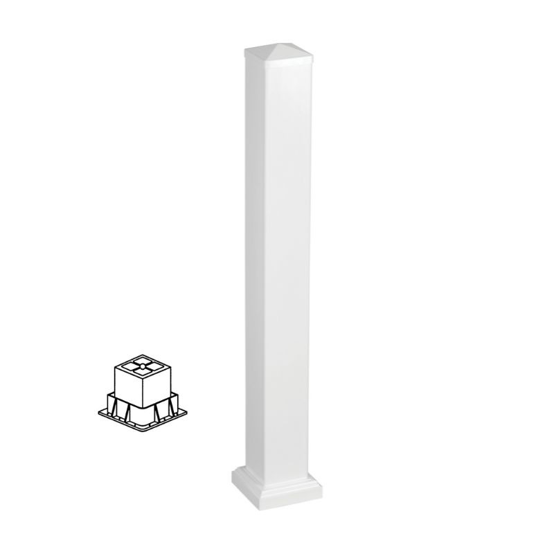 【輸入フェンスキット】 ファイポン コンプリート・ポストキット（白色）　親柱　クイックレールシステム