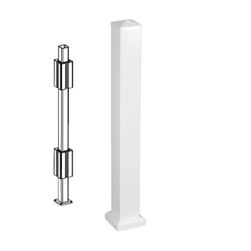 【輸入フェンスキット】 ファイポン ウルトラ・ポストキット（白色）　親柱　クイックレールシステム