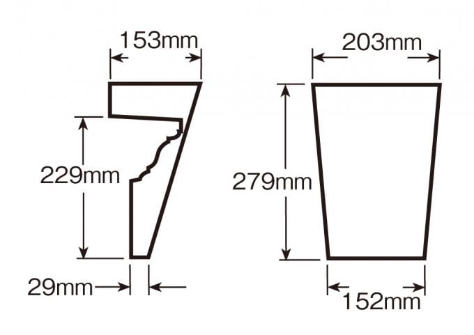 【輸入装飾材】 ファイポン キーストン K9M 上部巾203mm(下部巾152mm) x 高さ279mm x 上部厚み153mm(下部厚み29mm)
