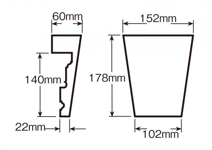 【輸入装飾材】 ファイポン キーストン K6TM 上部巾152mm(下部巾102mm) x 高さ178mm x 上部厚み60mm(下部厚み22mm)