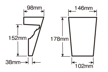【輸入装飾材】 ファイポン キーストン K6M 上部巾146mm(下部巾102mm) x 高さ178mm x 上部厚み98mm(下部厚み38mm)
